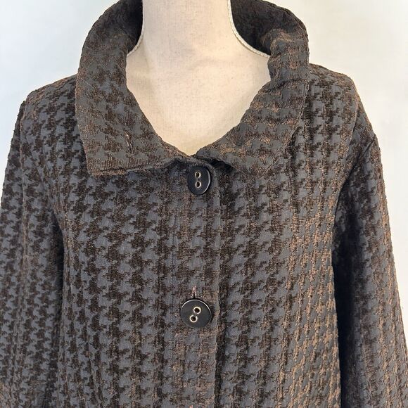 Habitat Brown Houndstooth Swing Jacket size Large Womens - Picture 2 of 8